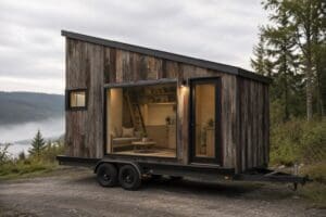 minihus med gjenbruksmaterialer